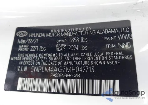 2021 Hyundai Elantra Sel из США, поврежденный, VIN 5NPLM4AG7MH042713